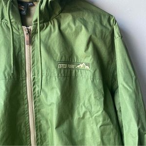 Estes Park Colorado Green and Tan Rain Coat with Hood
